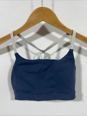 Athleta Navy Sports Bra with Light Gray Logo